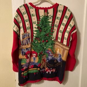 Vintage Newport News festive holiday chunky knit ugly Christmas sweater size L
